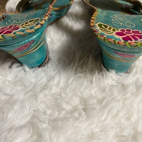 Elite by Corkys Women's Sandals New Size 10 Navaho Style Turquoise - Picture 7 of 13